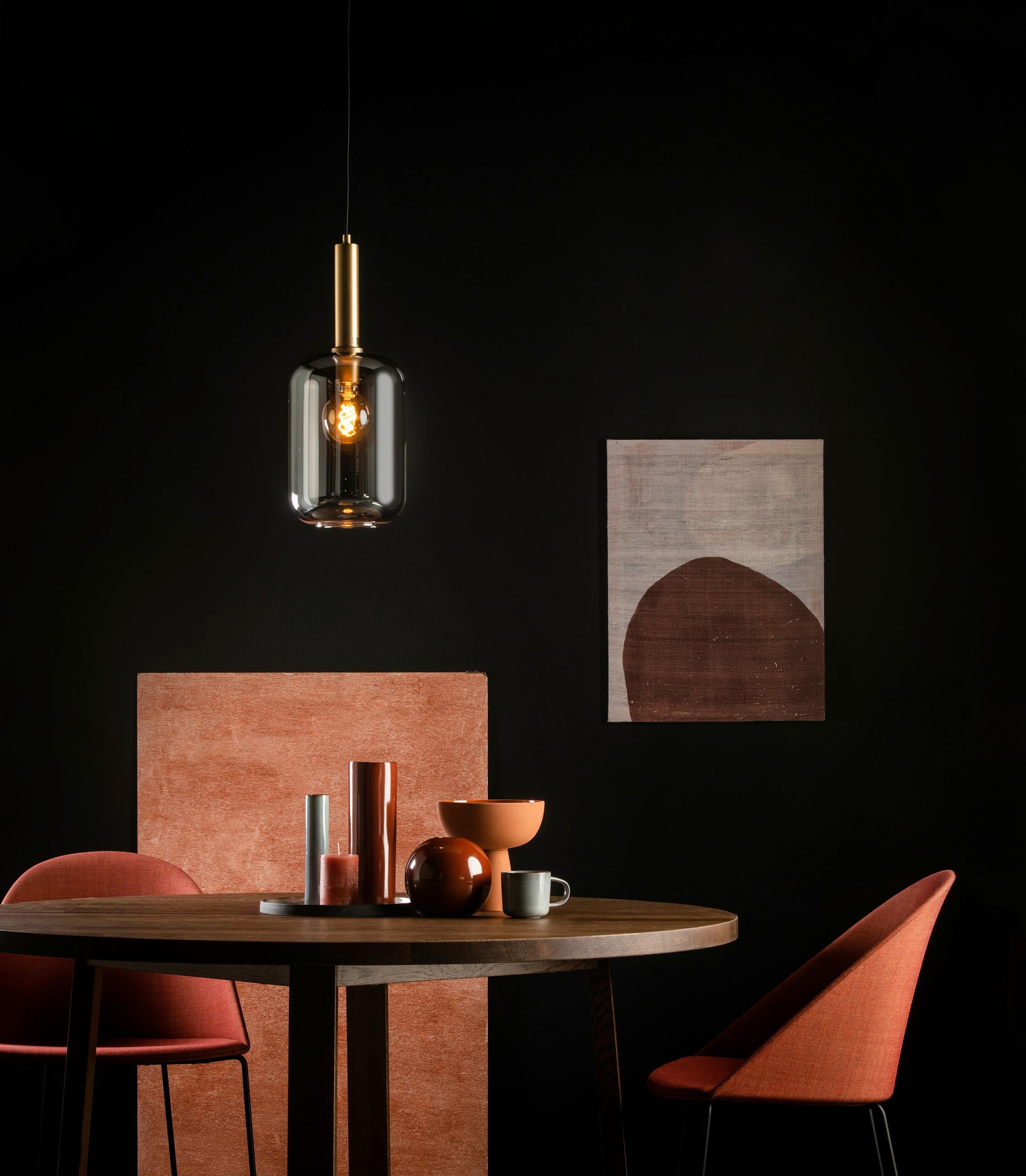 HÄNGELEUCHTE JOANET 22/150 cm   - Hellgrau, Design, Glas (22/150cm) - Lucide