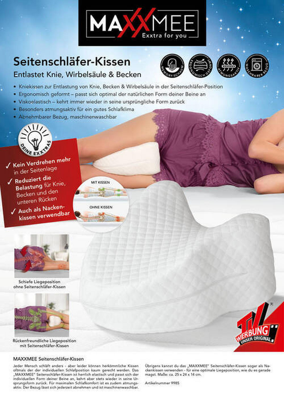 SEITENSCHLÄFER-KISSEN MAXXMEE  - Weiß, KONVENTIONELL, Textil (24/14/25cm)