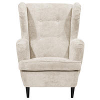 OHRENSESSEL Webstoff Beige  - Beige/Schwarz, KONVENTIONELL, Holz/Textil (78/102/98cm) - MID.YOU