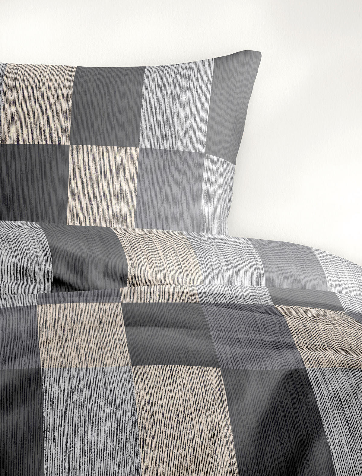 BETTWÄSCHE Makosatin 155/220 cm  - Anthrazit, Design, Textil (155/220cm) - Bierbaum