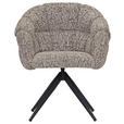 ARMLEHNSTUHL  Sitzfläche 360° drehbar Chenille  - Graubraun/Schwarz, Design, Textil/Metall (70/84/64cm) - Novel