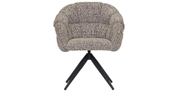 ARMLEHNSTUHL  Sitzfläche 360° drehbar Chenille  - Graubraun/Schwarz, Design, Textil/Metall (70/84/64cm) - Novel