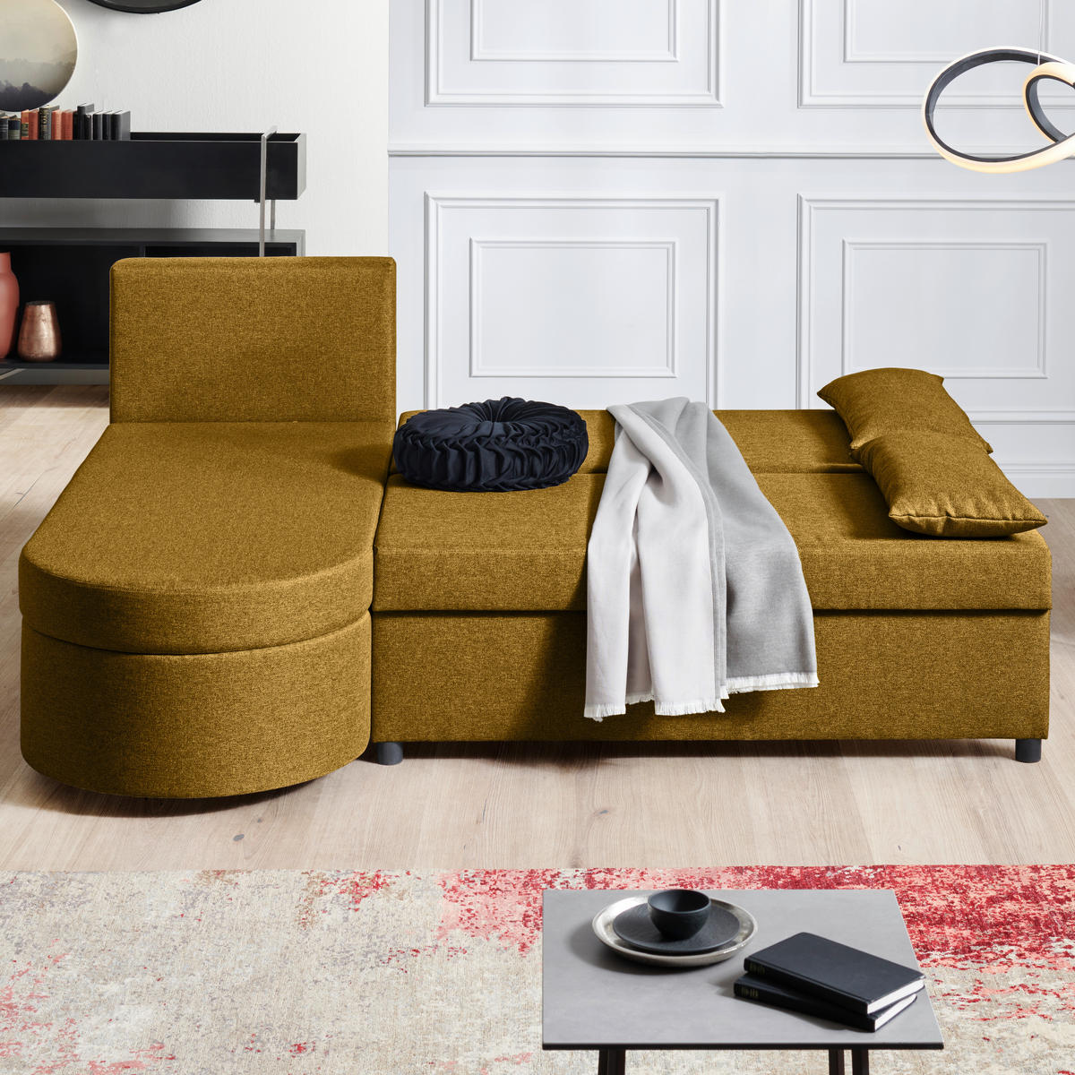 ECKSOFA in Webstoff Senfgelb  - Anthrazit/Senfgelb, Konventionell, Kunststoff/Textil (159/196cm) - Ti'me