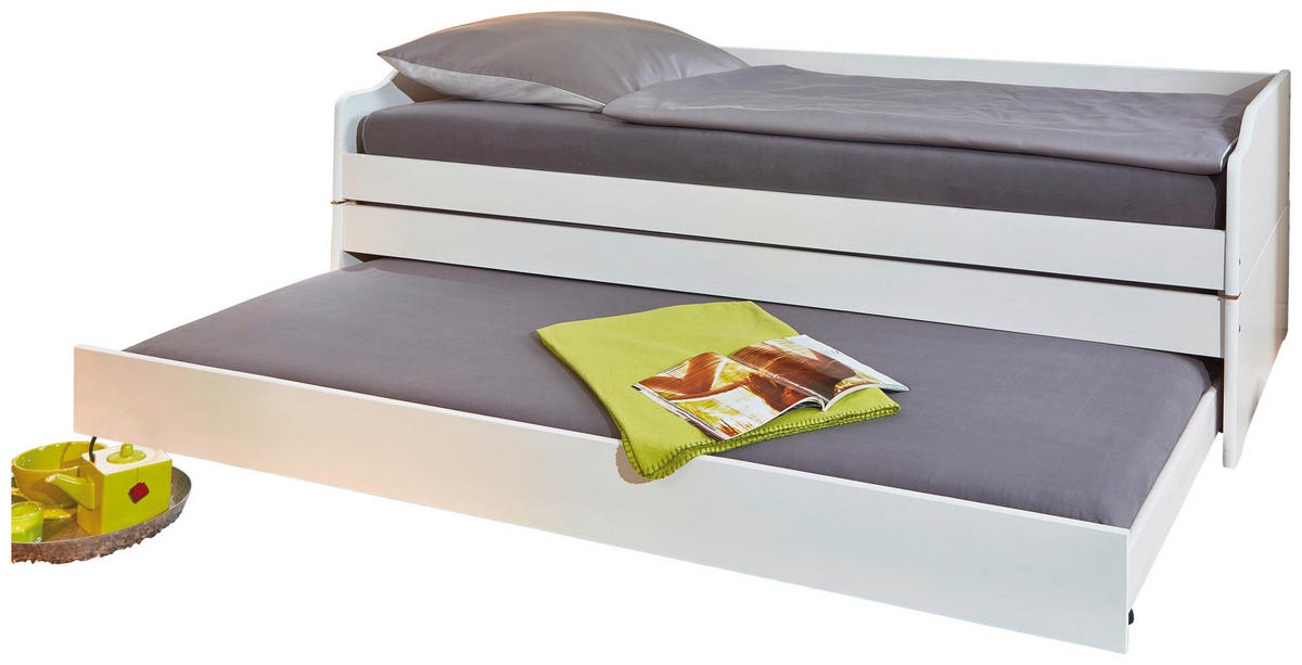 AUSZIEHBETT 90/200 cm Weiss  - Weiss/Naturfarben, Konventionell, Holz (90/200cm) - MID.YOU