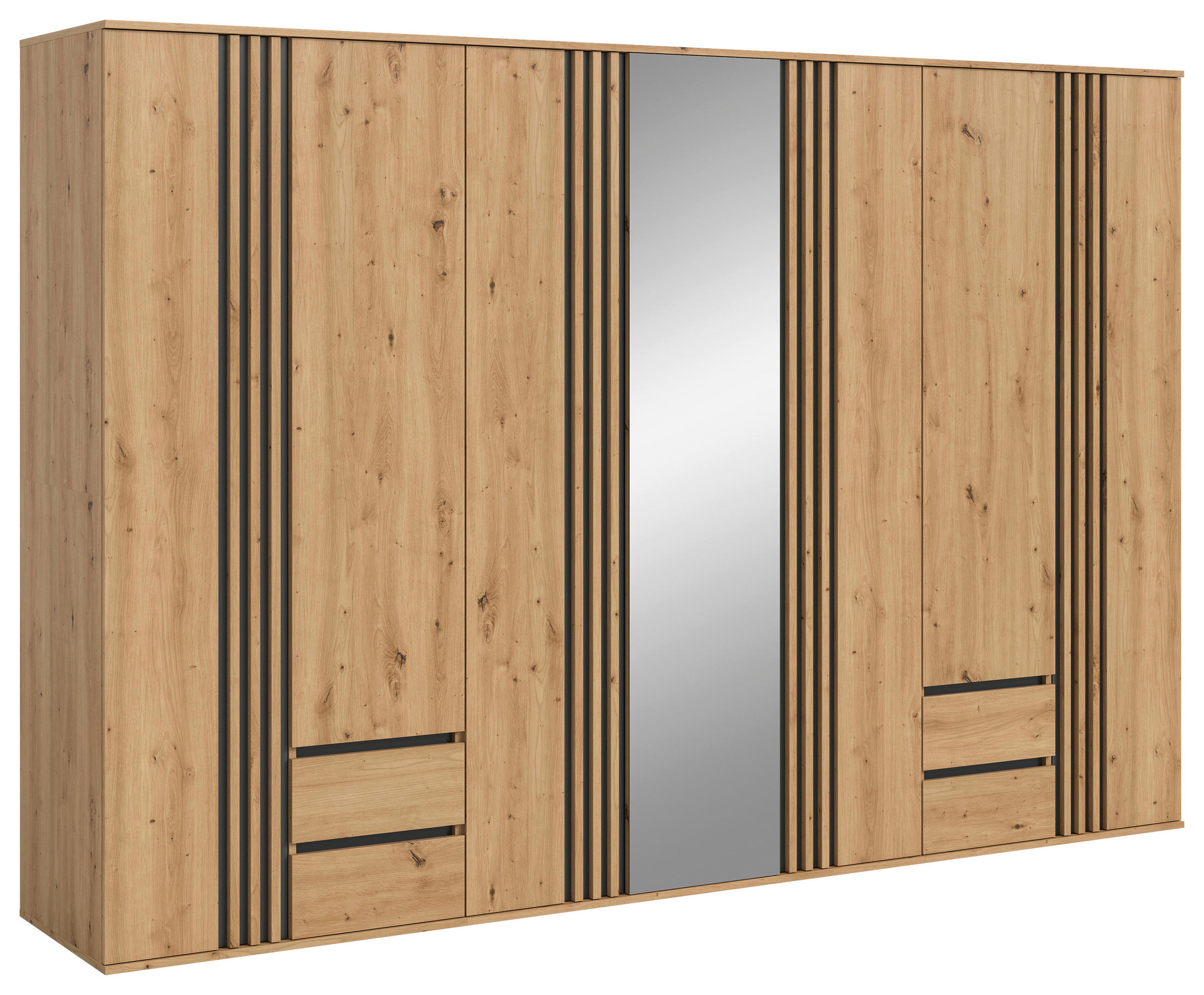 DREHTÜRENSCHRANK  in Anthrazit, Eiche Artisan  - Anthrazit/Eiche Artisan, ROMANTIK / LANDHAUS, Holzwerkstoff (280/192/56cm) - Livetastic