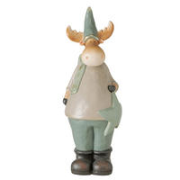 DEKOHIRSCH  - Braun/Mintgrün, Basics, Stein (17,7/16,6/48,5cm) - Boltze Home
