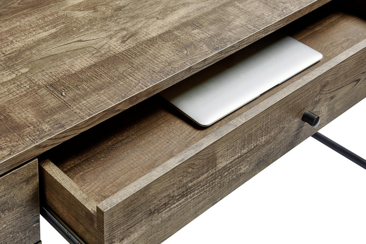 SCHREIBTISCH 160/73/77,5 cm  in Eichefarben  - Eichefarben/Anthrazit, Design, Holzwerkstoff/Metall (160/73/77,5cm)