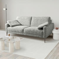 3-SITZER-SOFA Webstoff Grau  - Schwarzchrom/Grau, Design, Textil/Metall (187/85/92cm) - Livetastic