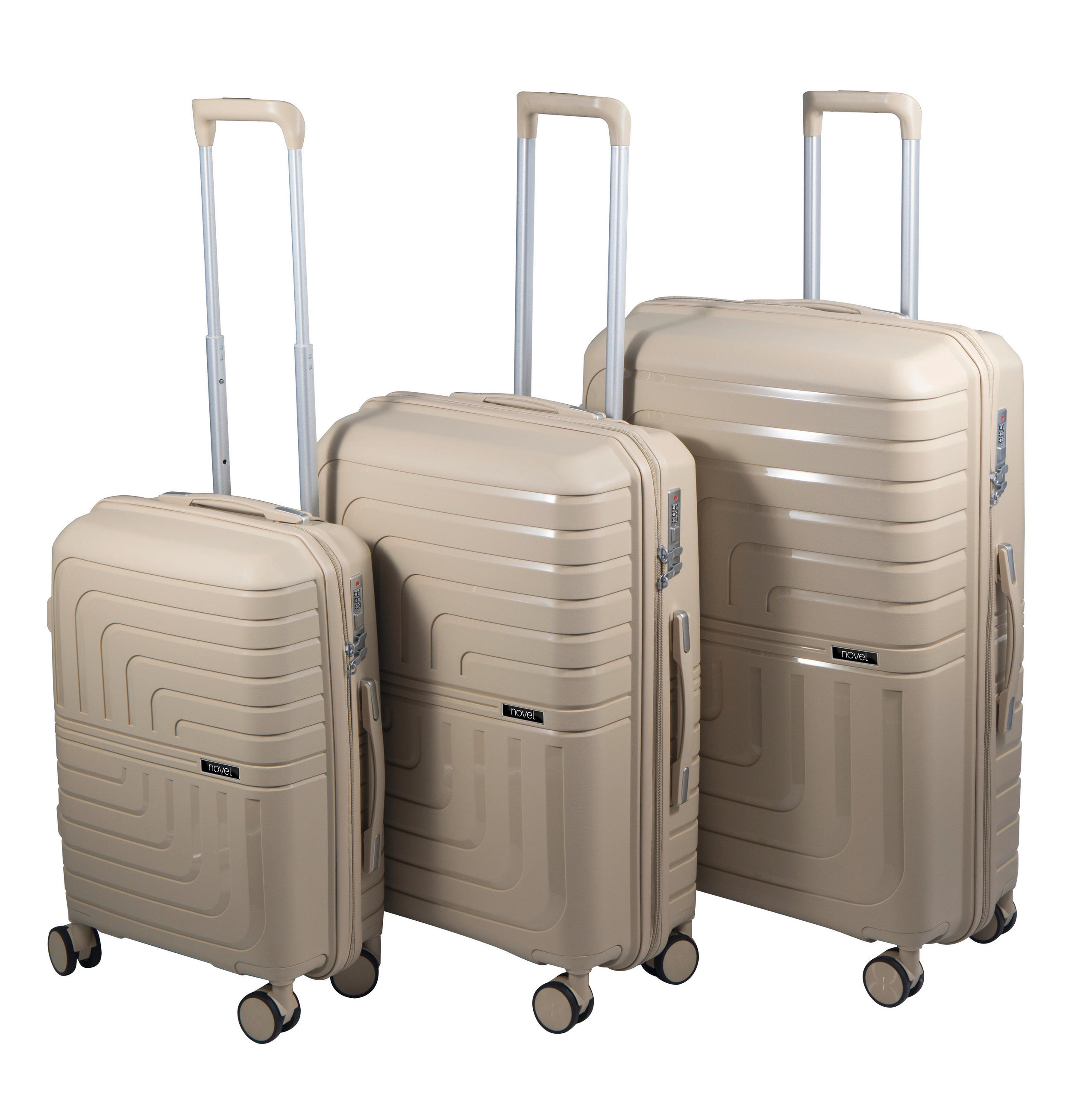 REISEKOFFERSET Beige 3-teilig  - Beige, Basics, Kunststoff/Textil - Novel