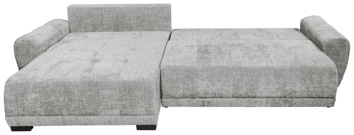HÖRNBÄDDSOFFA 3-sits i chenille silver  - silver/svart, Basics, textil/plast (321/184cm) - Livetastic