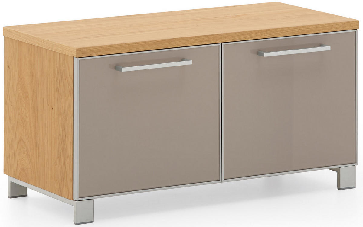 GARDEROBE Taupe, Eichefarben  - Taupe/Eichefarben, Design, Glas/Holz (155/195/40cm)