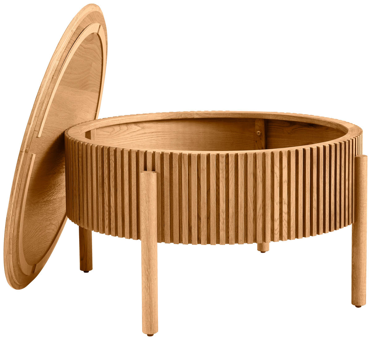 COUCHTISCH Eiche furniert, massiv 75/75/42 cm rund Naturfarben  - Eichefarben/Naturfarben, Natur, Holz/Holzwerkstoff (75/75/42cm) - Waldwelt