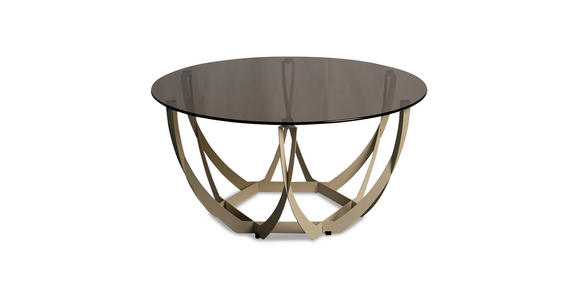 COUCHTISCH Sicherheitsglas 80/80/40 cm rund Creme, Bronzefarben  - Creme/Bronzefarben, Basics, Glas/Metall (80/80/40cm) - Xora