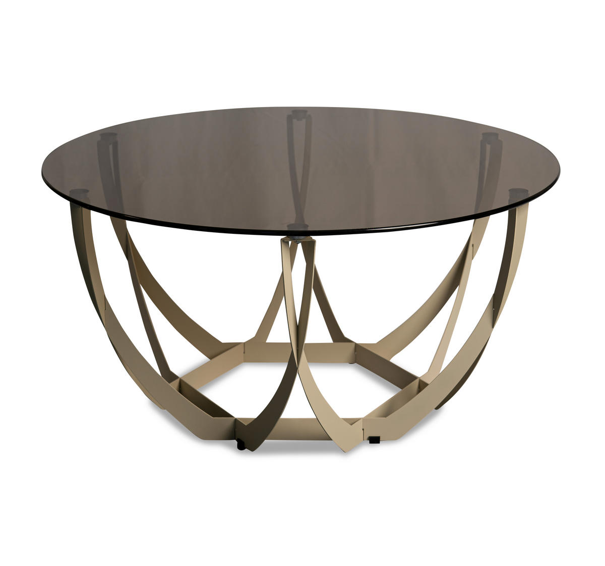 COUCHTISCH Sicherheitsglas 80/80/40 cm rund Creme, Bronzefarben  - Creme/Bronzefarben, Basics, Glas/Metall (80/80/40cm) - Xora