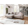 ECKSOFA in Velours Sandfarben  177/253 cm  - Sandfarben/Schwarz, Design, Textil/Metall (177/253cm) - Dieter Knoll