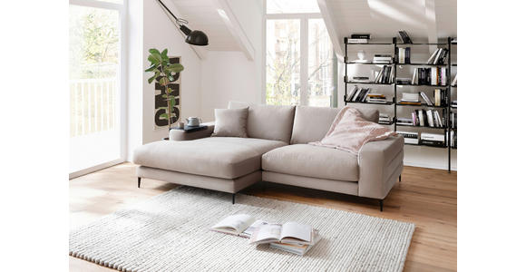ECKSOFA in Velours Sandfarben 177/253 cm - Sandfarben/Schwarz, Design, Textil/Metall (177/253cm) - Dieter Knoll