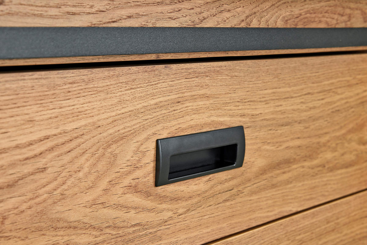 SIDEBOARD 153/75/39 cm  in Eichefarben  - Eichefarben/Schwarz, Modern, Holzwerkstoff/Metall (153/75/39cm) - MID.YOU