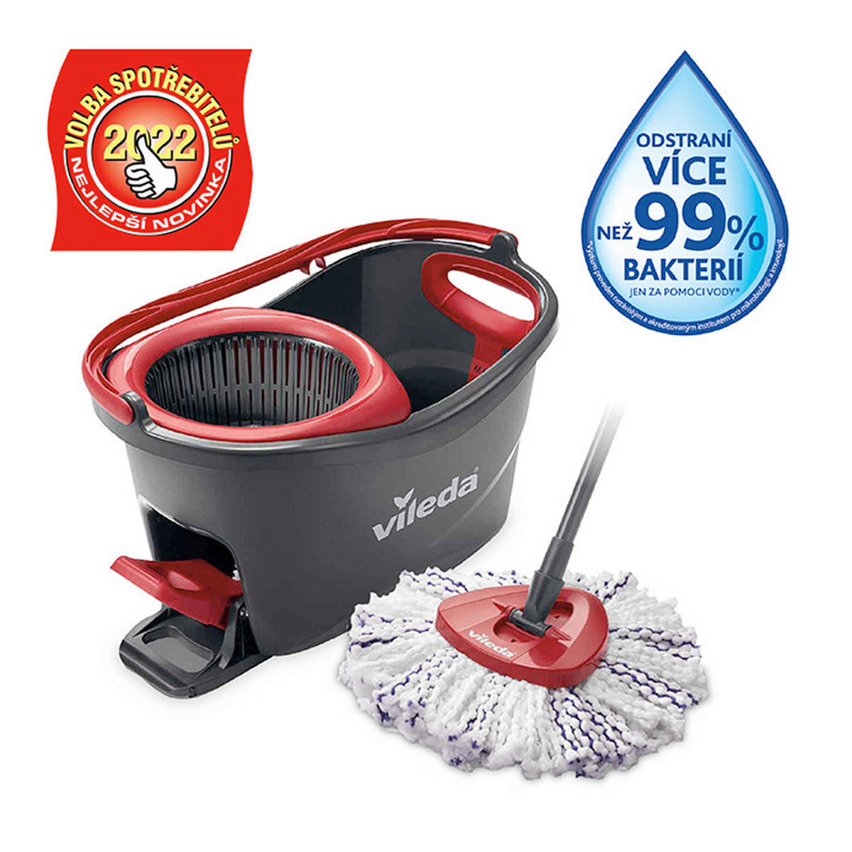 ČISTICÍ SADA NA PODLAHY - šedá/červená, Basics, kov/plast (29.6/29.3/48.6cm) - Vileda