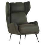 OHRENSESSEL in Mikrofaser Dunkelgrün  - Dunkelgrün/Schwarz, Design, Textil/Metall (75/111/83cm) - Ambia Home