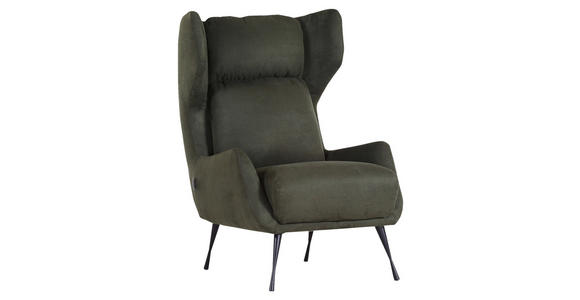 OHRENSESSEL in Mikrofaser Dunkelgrün - Dunkelgrün/Schwarz, Design, Textil/Metall (75/111/83cm) - Ambia Home