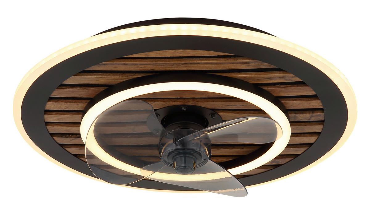 Deckenleuchte mit Ventilator TREVINO 49/13 cm   - Dunkelbraun/Opal, KONVENTIONELL, Kunststoff/Metall (49/13cm) - Globo