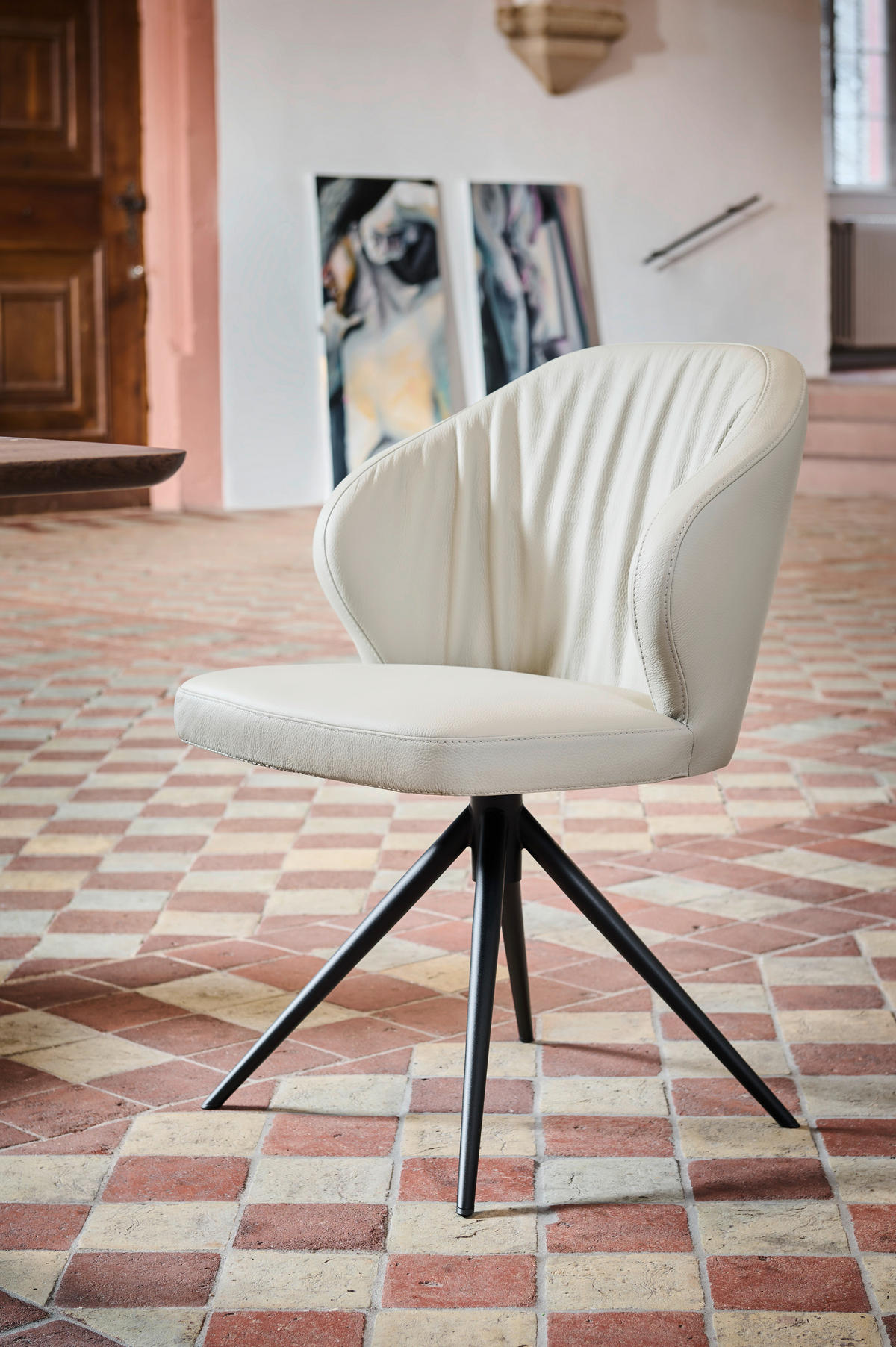 STUHL  in Cord, Lederlook  - Beige/Creme, Design, Textil/Metall (61/84/61cm) - Dieter Knoll