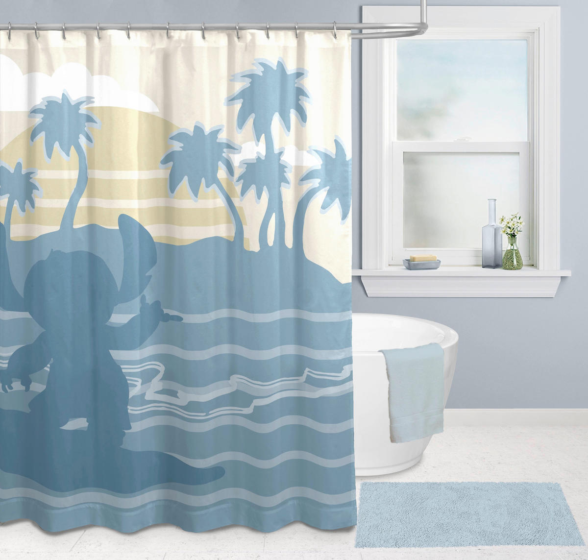 DUSCHVORHANG Disney Lilo and Stitch 183/178 cm  - Blau, Basics, Textil (183/178cm)