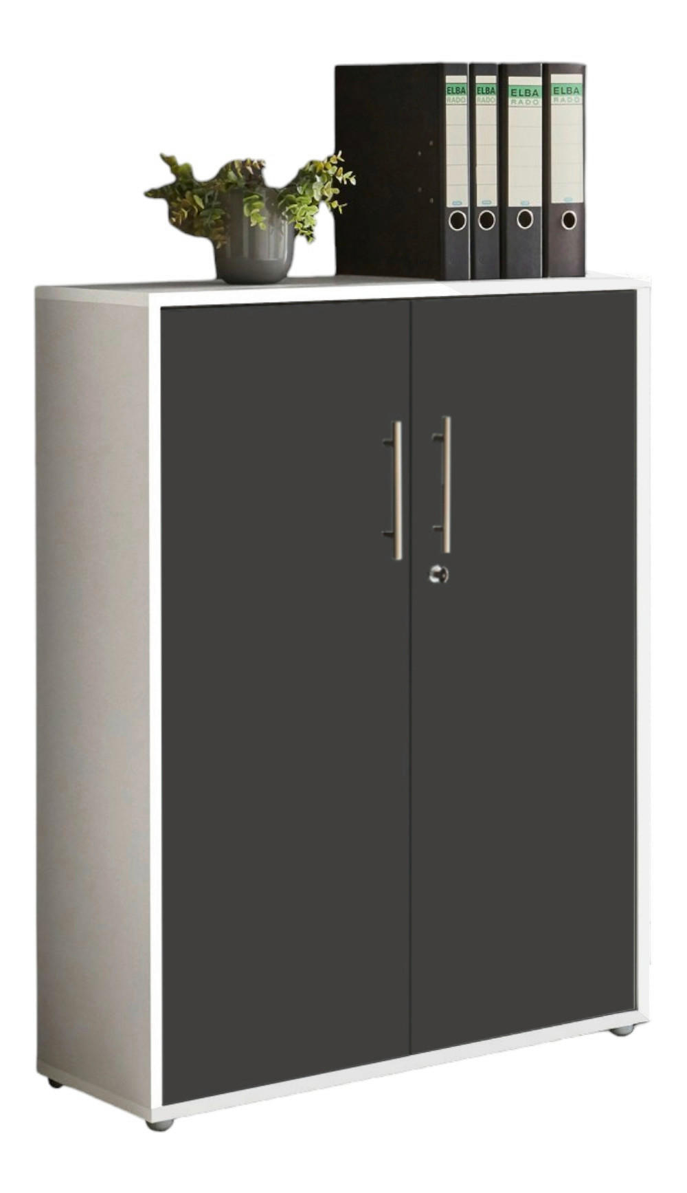 AKTENSCHRANK Anthrazit, Weiß  - Anthrazit/Weiß, MODERN, Holzwerkstoff (84,4/113,6/33cm) - MID.YOU