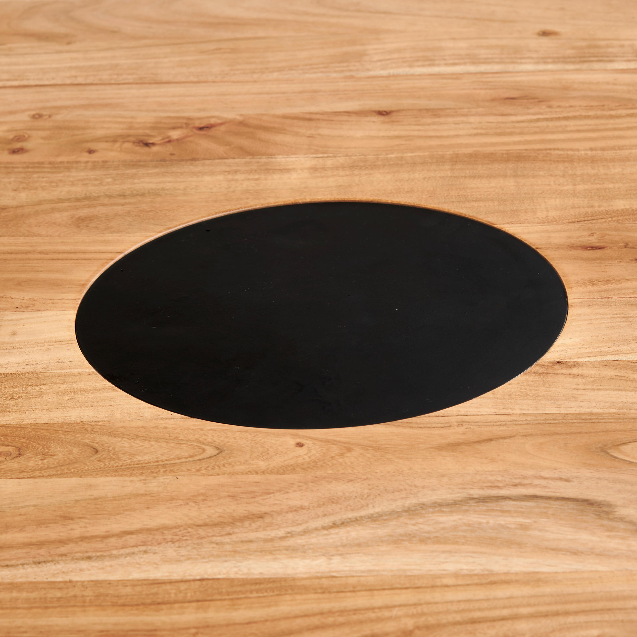ESSTISCH in Holz, Metall 130/130/76 cm  - Schwarz/Akaziefarben, MODERN, Holz/Metall (130/130/76cm) - Livetastic