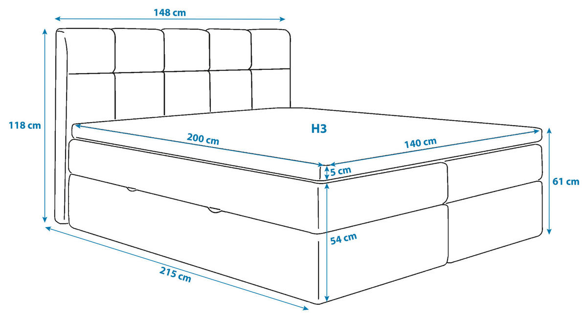 BOXBETT 140/200 cm  in Hellgrau  - Hellgrau/Schwarz, LIFESTYLE, Holz/Holzwerkstoff (140/200cm) - Livetastic