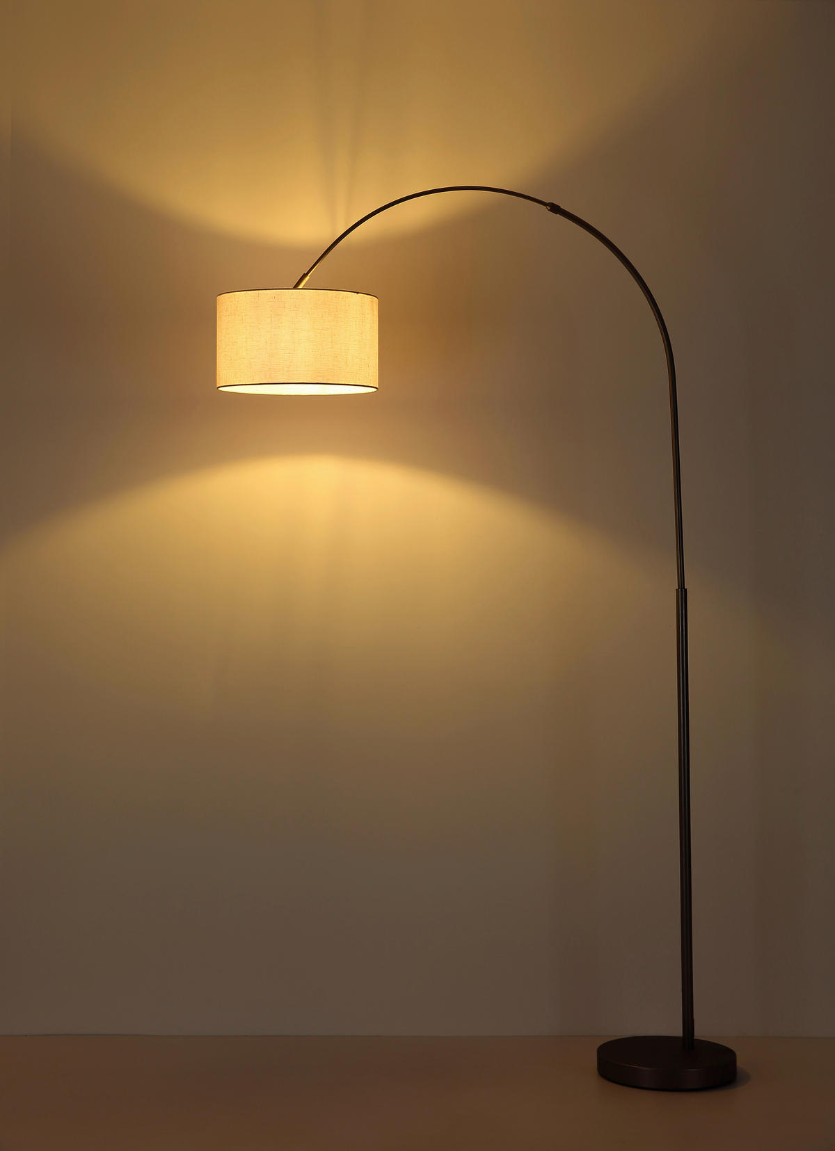 STEHLEUCHTE Thea 115/35/195 cm   - Schwarzchrom/Creme, Design, Kunststoff/Textil (115/35/195cm) - Globo