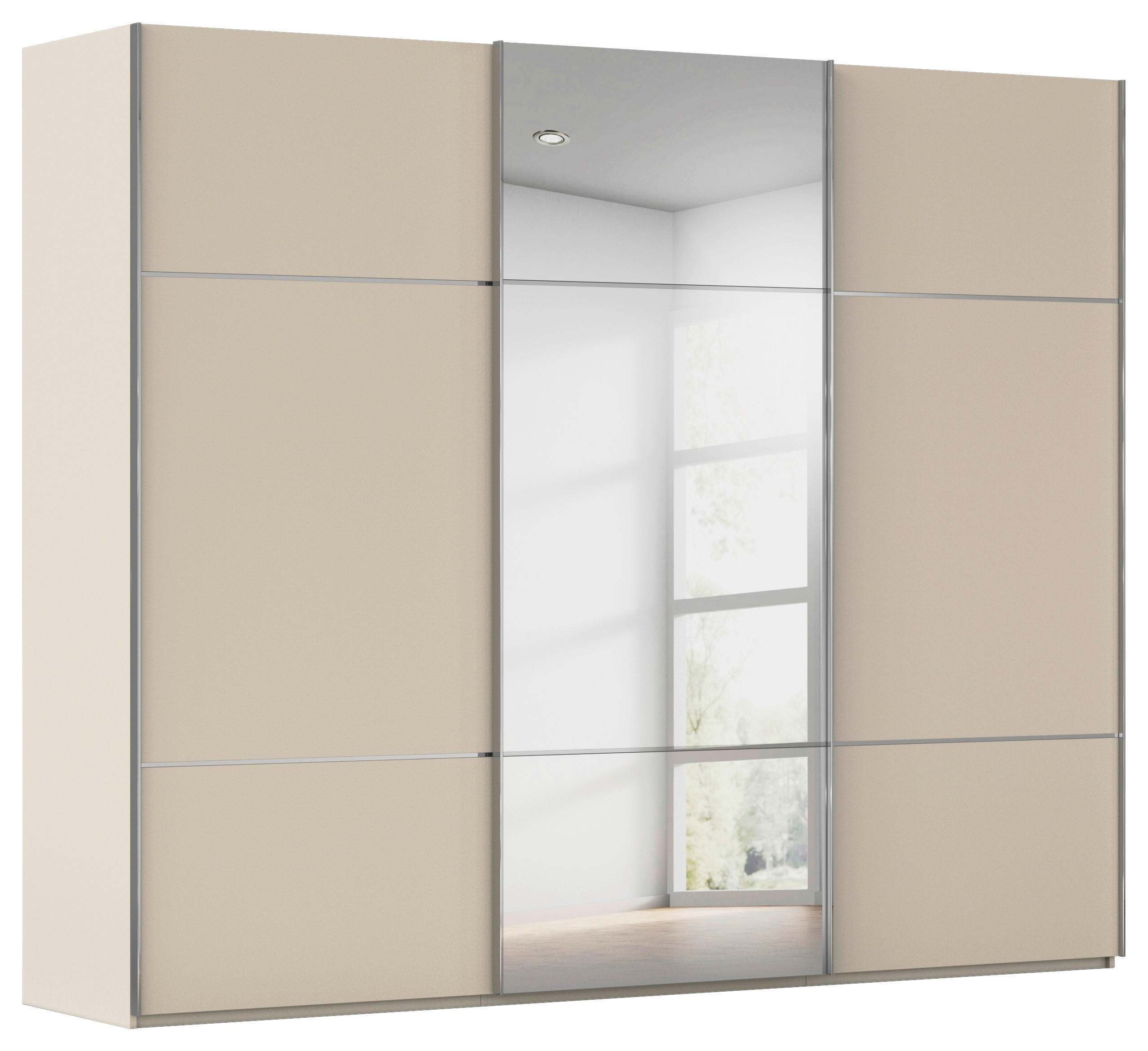 SCHWEBETÜRENSCHRANK 301/223/68 cm 3-türig Champagner  - Chromfarben/Champagner, KONVENTIONELL, Glas/Holzwerkstoff (301/223/68cm) - Novel