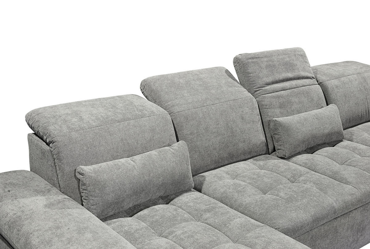WOHNLANDSCHAFT Schlammfarben Mikrovelours  - Schlammfarben/Silberfarben, KONVENTIONELL, Kunststoff/Textil (188/340/240cm) - MID.YOU