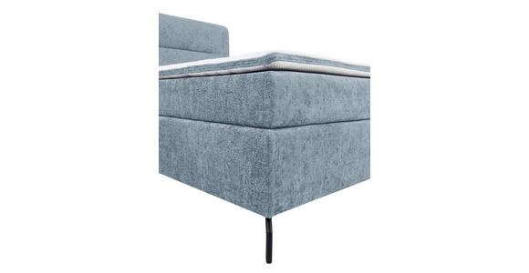 BOXSPRINGBETT 160/200 cm,  in Hellblau, Topper, H3 + H4 = fest + sehr fest  - Schwarz/Hellblau, Design, Textil/Metall (160/200cm) - Esposa