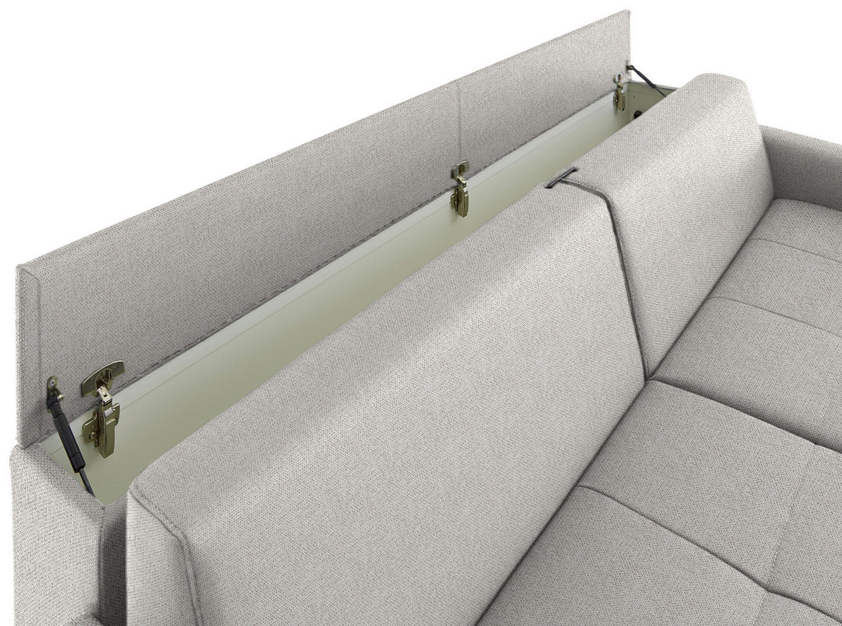 SCHLAFSOFA Flachgewebe Ecru haustierfreundlicher Bezug, Armteil rechts, Armteil links, Bettfunktion erhältlich, Schlafen auf Sitzhöhe, Stoffauswahl  - Ecru/Schwarz, Konventionell, Textil/Metall (232/77/116cm) - Dieter Knoll