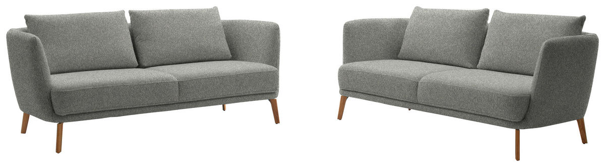 2,5-SITZER  in Flachgewebe Silberfarben  - Eichefarben/Silberfarben, Design, Holz/Textil (190/71/91cm) - Schöner Wohnen