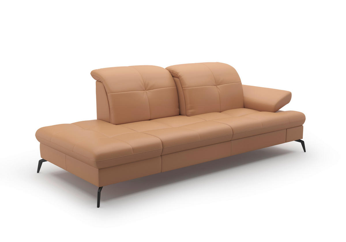 RÉCAMIERE in Echtleder Cappuccino  - Schwarz/Cappuccino, Konventionell, Leder/Metall (231/90/122cm) - Sit & More