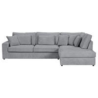 ECKSOFA  in Cord Hellgrau Zierkissen, Rückenkissen, Rücken echt  307/228 cm  - Hellgrau/Schwarz, MODERN, Kunststoff/Textil (307/228cm) - Carryhome