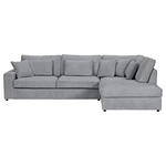 ECKSOFA Hellgrau Cord Zierkissen, Rückenkissen, Rücken echt  - Hellgrau/Schwarz, MODERN, Kunststoff/Textil (307/228cm) - Carryhome