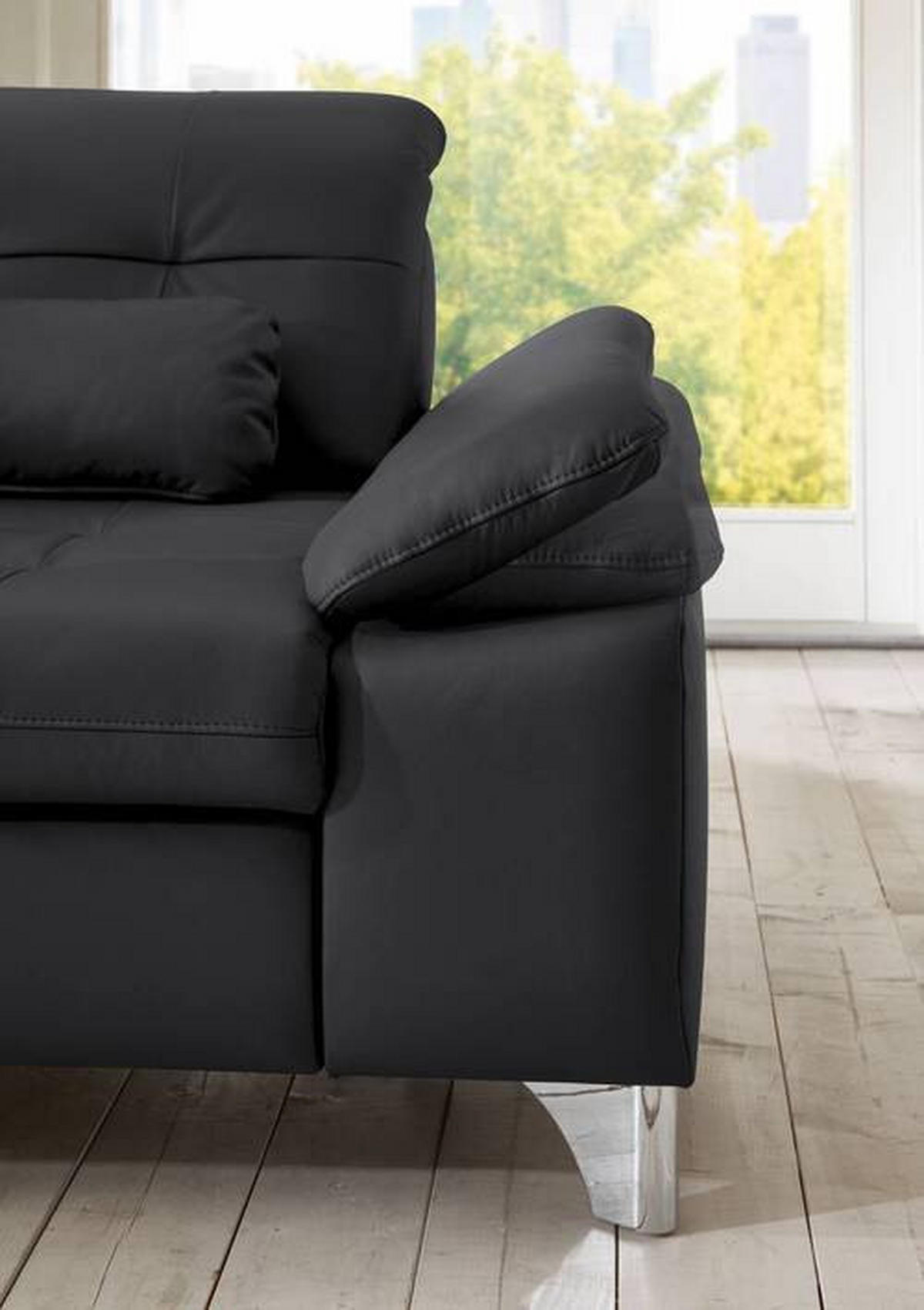 ECKSOFA in Echtleder Anthrazit  - Anthrazit, Basics, Leder/Metall (211/309cm) - Beldomo Speed