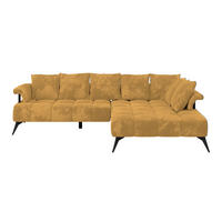 ECKSOFA  Flachgewebe Goldfarben  - Goldfarben/Schwarz, Modern, Kunststoff/Textil (297/200cm) - Livetastic