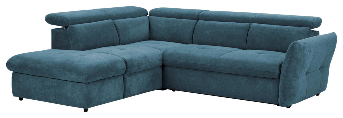 ECKSOFA in Mikrofaser Blau  - Blau/Schwarz, Design, Kunststoff/Textil (224/254cm) - Livetastic