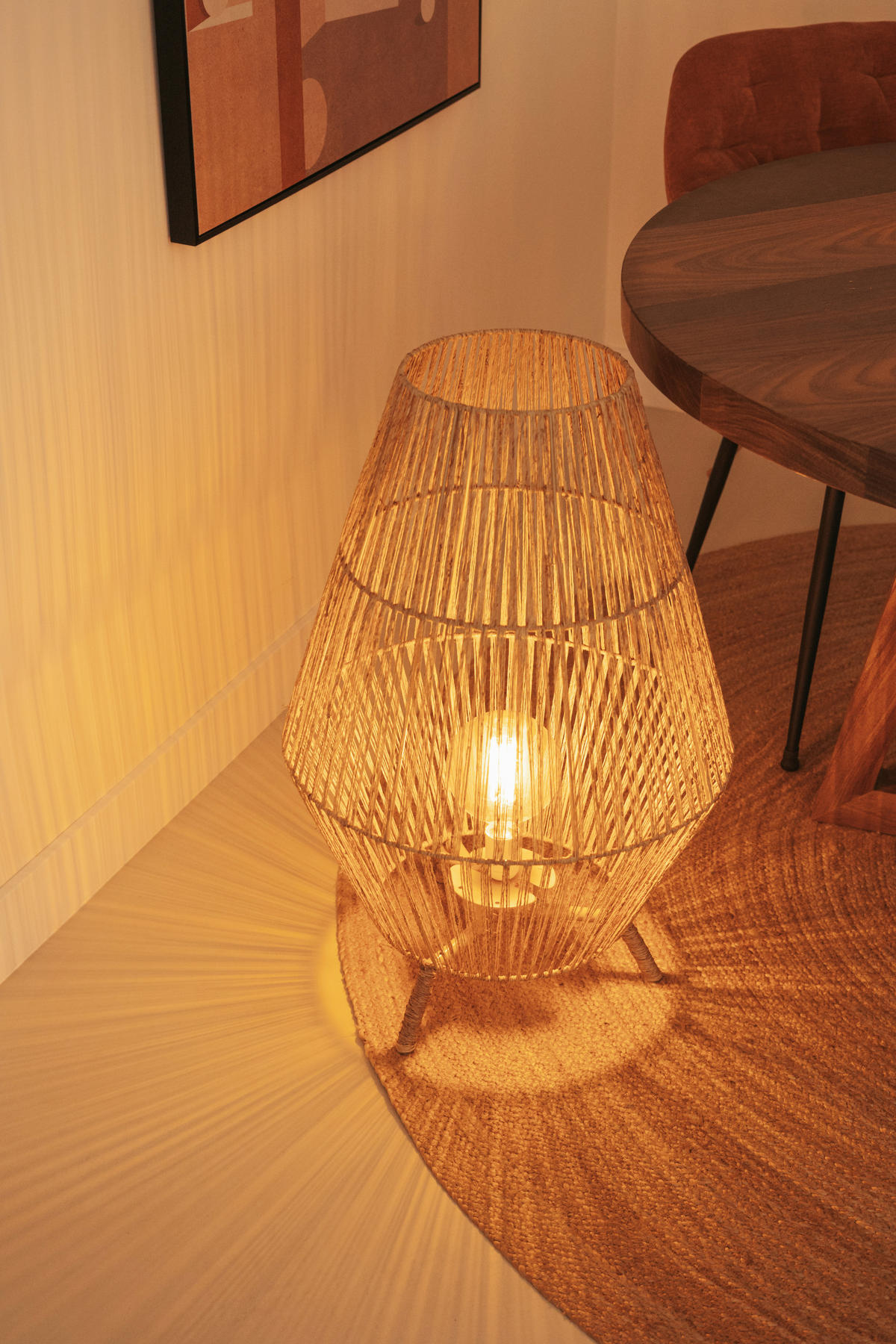 STEHLEUCHTE Sisine 48/72/48 cm  - Hellbraun, Basics, Naturmaterialien/Metall (48/72/48cm) - Newgarden