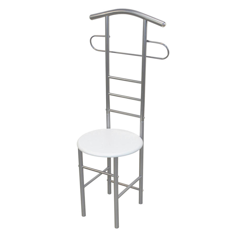 Thumbnail - Mid.you Herrendiener, Weiß, Alu, Metall, Holzwerkstoff, 53x118x47 cm, Hosenhalter, Jackenhalter, integrierte Sitzfläche,...