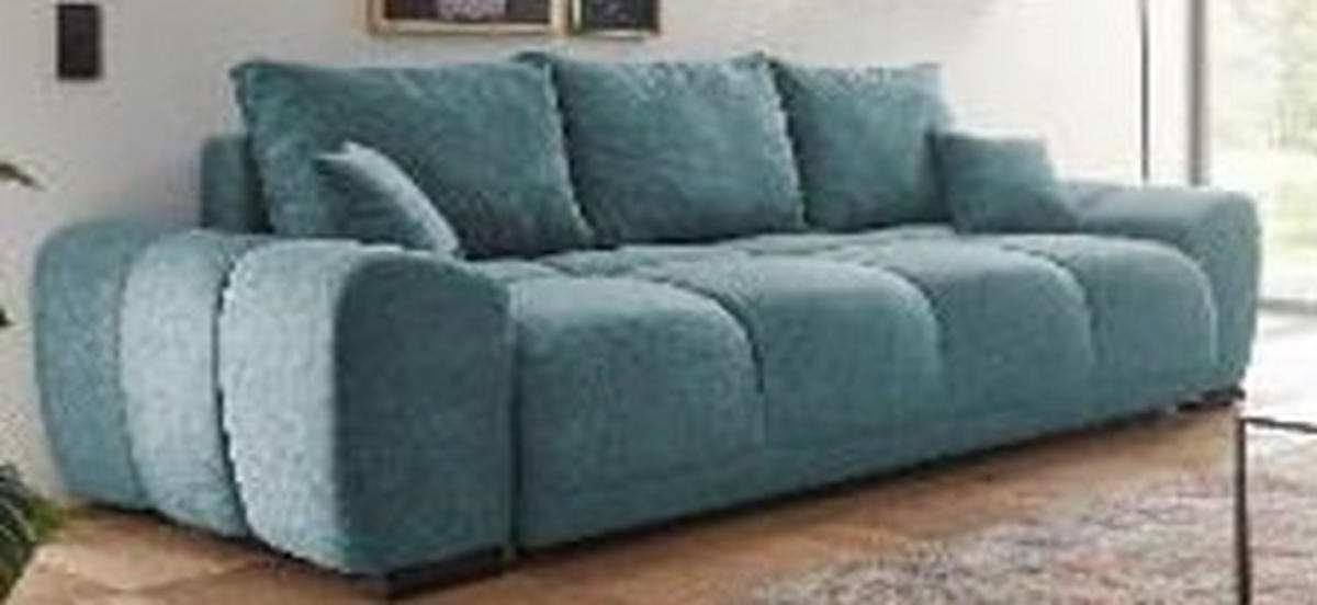 BIGSOFA Chenille Azurblau  - Azurblau/Schwarz, KONVENTIONELL, Kunststoff/Textil (266/89/104cm) - Carryhome