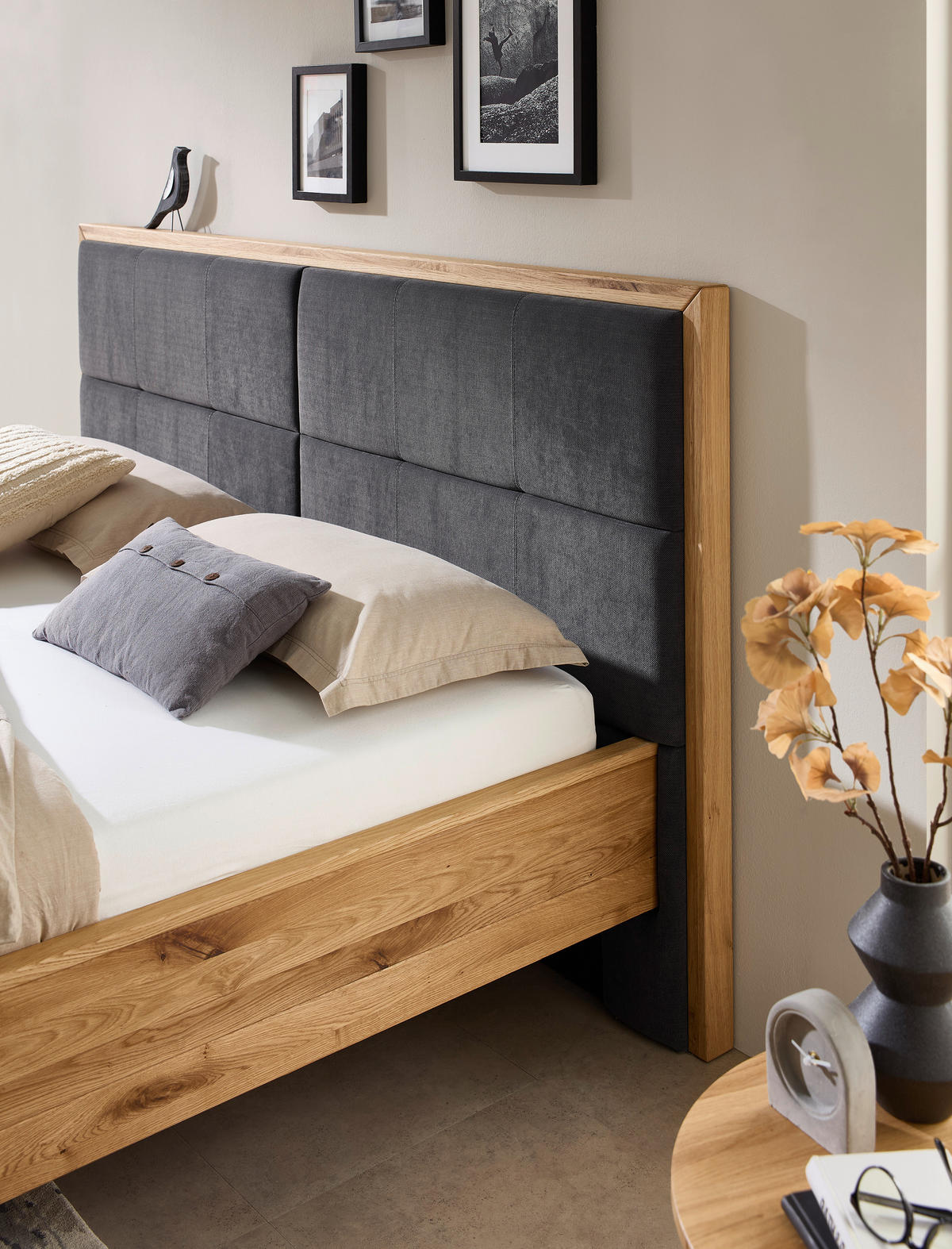 BETT 200/200 cm  Eichefarben   - Eichefarben/Grau, Modern, Holz (200/200cm) - Livetastic