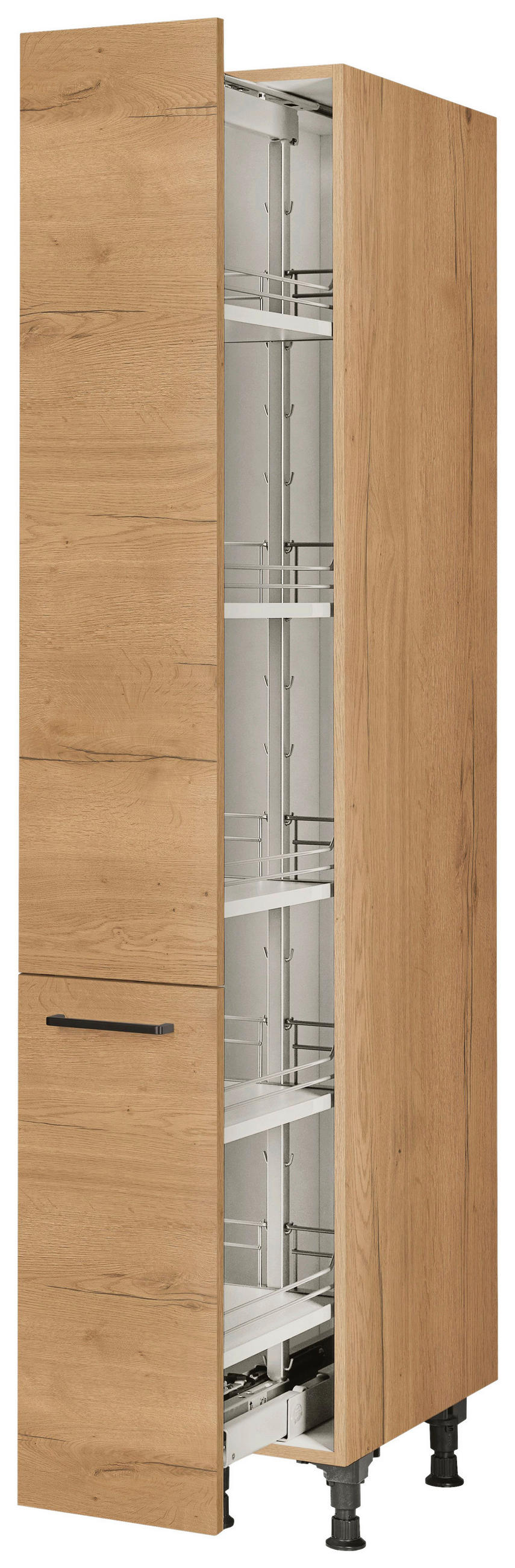 APOTHEKERSCHRANK 30/216,6/58 cm  in Eichefarben  - Eichefarben/Schwarz, MODERN, Holzwerkstoff/Metall (30/216,6/58cm) - Nobilia