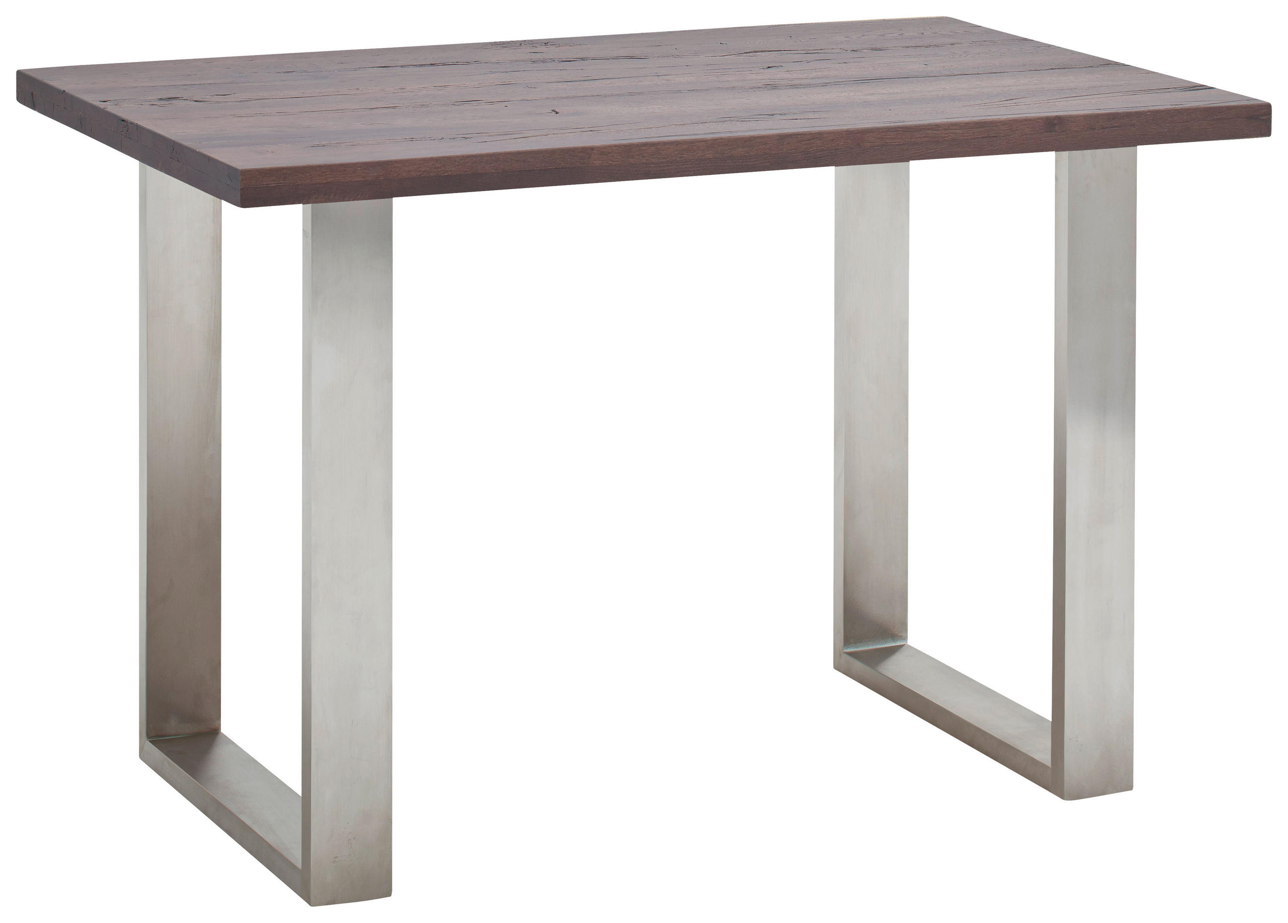 BARTISCH Eiche massiv rechteckig Eichefarben, Edelstahlfarben - Edelstahlfarben/Eichefarben, Design, Holz/Metall (160/100/95cm) - Novel