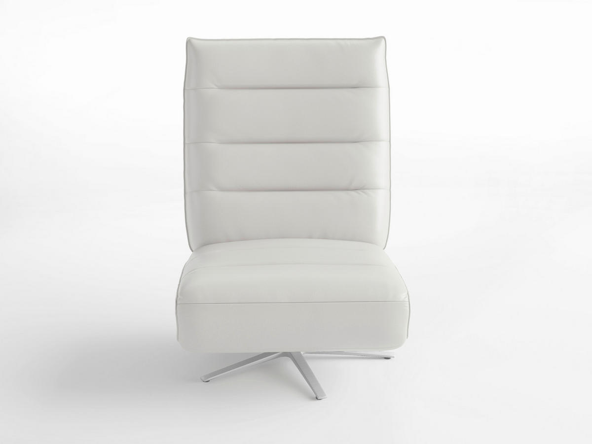 RELAXSESSEL Leder Weiss  - Weiss/Silberfarben, Basics, Leder/Metall (80/109/98cm) - Sit & More