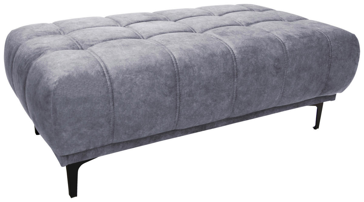 HOCKER Velours Grau  - Schwarz/Grau, Design, Textil/Metall (131/47/71cm) - Stylife